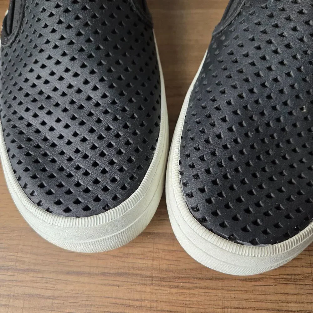 EUC SPERRY TOP SIDER BLACK GENUINE LEATHER UPPER PERFORATED SHOES SIZE 9 WOMENS